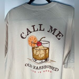Life is Good Men’s Old Fashioned Cocktail Graphic T Shirt XL Crusher Tee Cotton